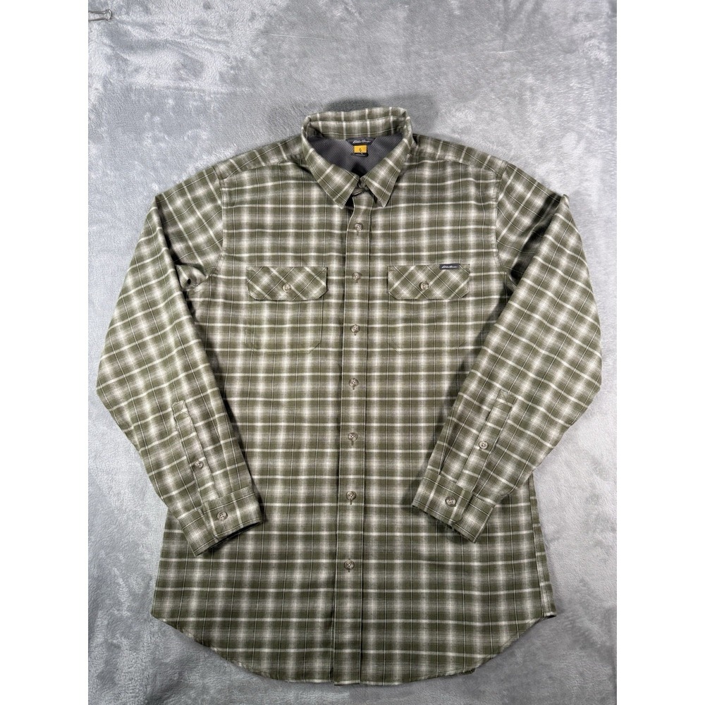 Eddie Bauer Travex Shirt Mens Large Tall Green Plaid Long Sleeve Button‎ Up